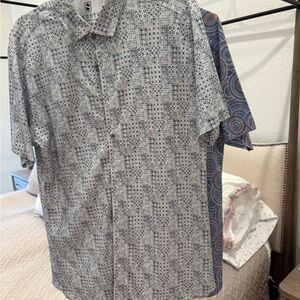 Lot of 2 DESOTO Men's Geometric Gray and Blue Shirt Sz large